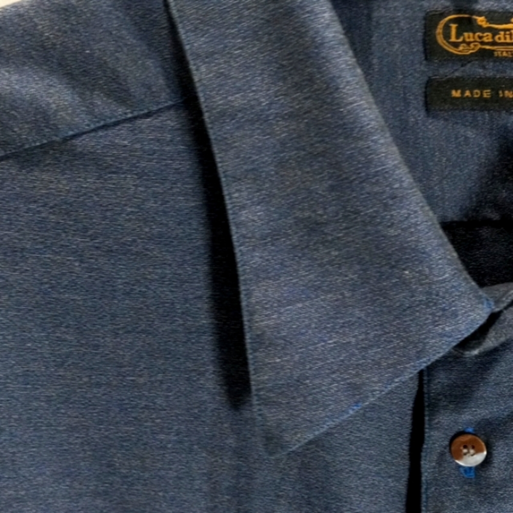 Luca diMarco Mens Sz 2 X Blue button down, 100% Cotton - Picture 4 of 9